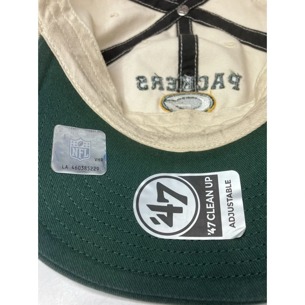 '47 Green Bay Packers Two Tone Green White Adjustable Hat Cap Embroidered‎
